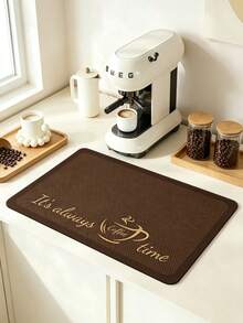 1pc Brown Coffee Print Diatomite Drying Mat, Super Absorbent Non-Slip Countertop Mat, Heat Resistant & Oil-Proof Pad For Coffee Machine, Coffee Bar Kitchen Decor, Christmas Gift - Coffee Brown - View 15