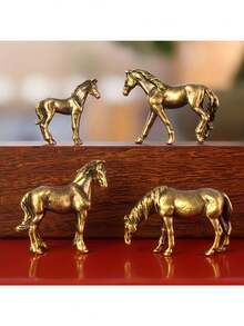 4pcs Mini Copper Alloy Horse Figurines - Moss Flower Pot Fish Tank Garden Micro Landscape Decoration - Multicolor - View 5