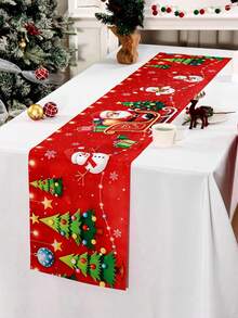 1pc Christmas Polyester Table Runner, Christmas Holiday Winter Party Tablecloth, Festive Home Kitchen Dining Table Cover, 2027 New Year Party Supplies - Multicolor - View 8