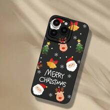 Christmas Element Combination Minimalist Print Phone Case, Black Classic Style Suitable For IPhone11/12/13/14/15/16/16Pro/16ProMax/17/17pro/17ProMax/18pro 18ProMax - Multicolor - View 5