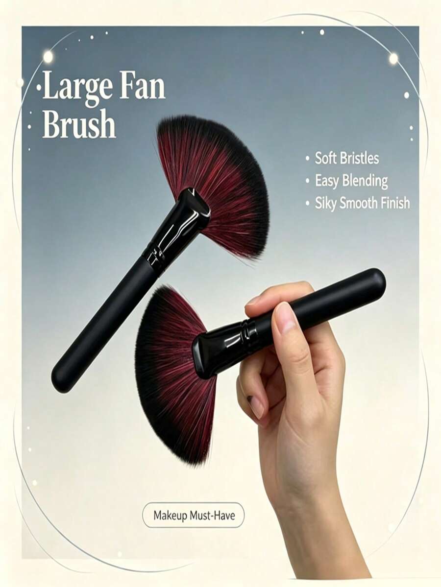 Soft Fan‑Shaped Powder Brush Practical Beauty Tool To Sweep Away Loose Residual Powder After Foundation