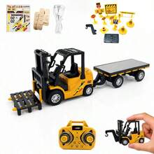1 Set Alloy Remote Control Forklift, Mini Simulation RC Forklift With Pallet, Fork And Hook, Remote Control Engineering Vehicle, Fork Liftable, Gear Adjustable, 2.4Ghz Remote Control Toy Car Model, 1:64 Mini Simulation Car Model, Portable, Suitable For Boys And Girls Remote Control Toy Car, Ideal Children's Play Gift Toy, Birthday Gift, Children's Day Gift, Christmas Gift, New Year Gift, Yellow And Green Dual Color Optional - Yellow - View 1