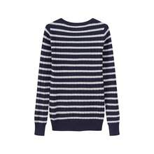 Autumn/Winter New Women's Warm Striped Cable Knit Sweater, Fitted Long Sleeve Base Layer - Royal Blue - View 8