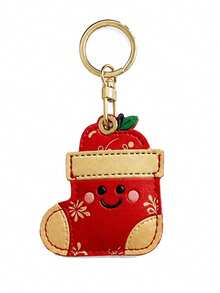 1pc Cute Christmas Socks PU Leather Keychain, Cartoon Fruit Socks Bag Pendant, Backpack Car Key Holiday Key Ring, Christmas Gift - Christmas Stocking - View 11