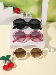 3pcs 3-8Y Girls Round Glitter Decor PC Frame Fashion Eyeglasses For Party & Daily Dressing With Glasses Box - Multicolor - View 8