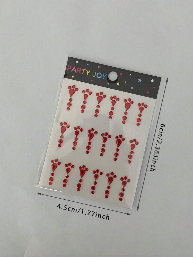 1片紅色水滴圓形臉部寶石貼紙，自黏式水鑽臉部飾品，閃亮水晶額頭臨時寶石裝飾，適用於電音節、派對、舞台妝容，適合女性女孩 - 紅色 - 查看 5