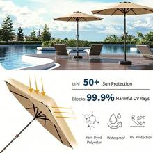 Outdoor Parasol, Stand And Base - Cream Color - View 5