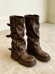 Women Mid-Calf Boots - Brown - View 6