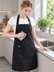1pc Newly Upgraded Waterproof Kitchen Apron, Women's Apron, Stain-Resistant And Waterproof Dual Function, Adjustable Neck Strap, Multi-Pocket Design, Suitable For Kitchen, Cafe, BBQ, Outdoor, Woodworking And More Occasions - Multicolor - View 6