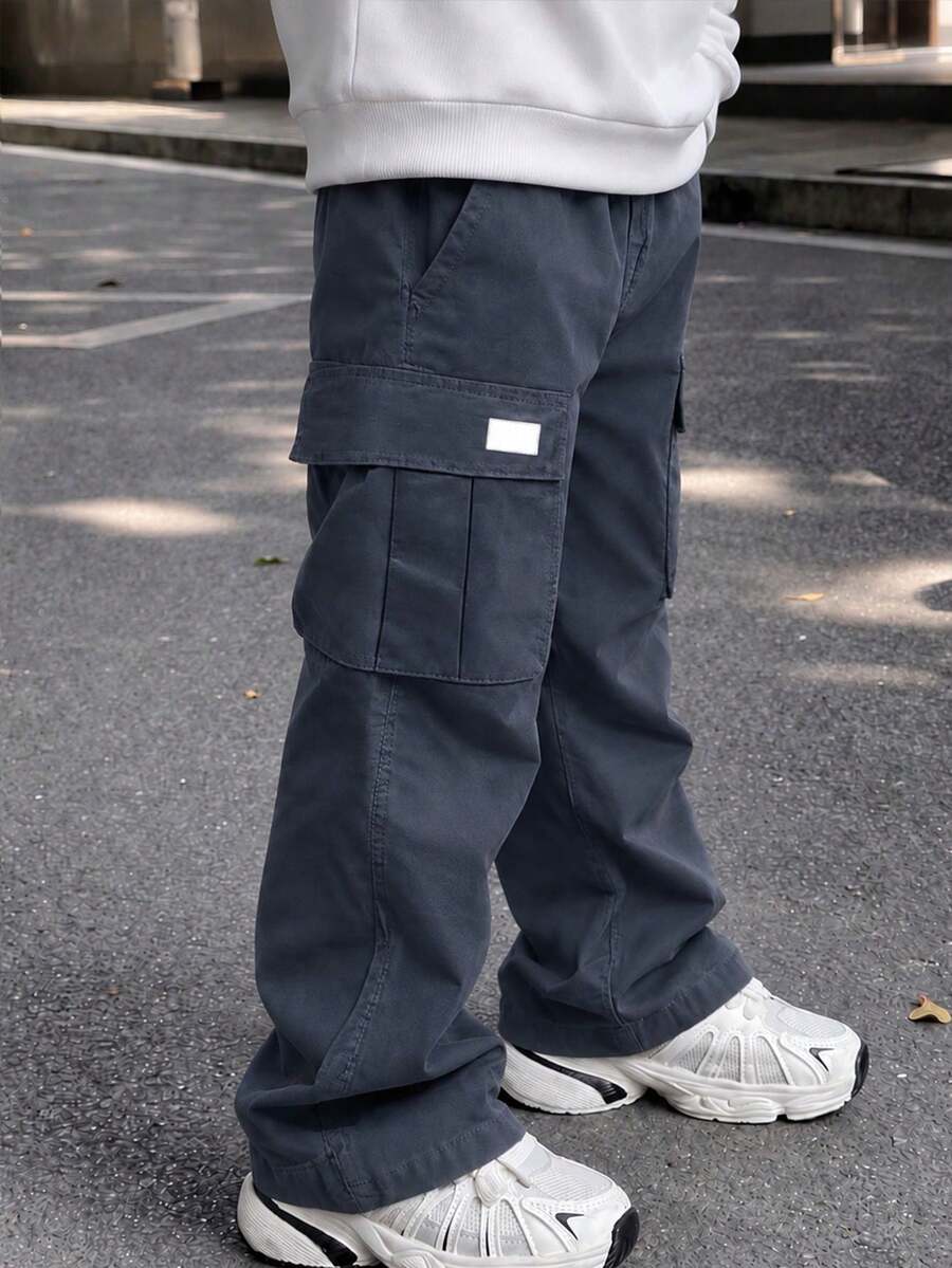 1pc Boys' Fashion Outdoor Sports Versatile Casual Cargo Pants, Spring/Autumn - Grey - View 1