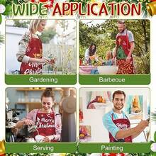 4Pcs Vintage Red Base Christmas Element Halter Apron For Home Kitchen Use Holiday Scene Photo - Multicolor - View 6