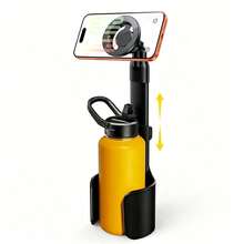 Car Cup Holder Phone Mount, Telescopic Aluminum Alloy Pole Magnetic Car Cup Holder Phone Mount, Universal Car Center Console Cup Slot Multi-Function Holder - Black - View 5