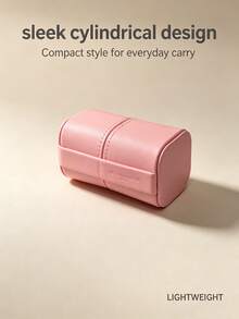 Armani Nude Pink Luxury PU Leather Portable Lipstick Storage Box With Metal Round Buckle Dust-Proof Lip Balm Protective Tube Travel Carry-On Multi-Functional Makeup Organizer For Earrings And Mini Perfume - Pink Lipstick Organizer - View 6