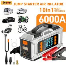 jkuoo 10-In-1 Portable Car Jump Starter With Air Pump, Multi-Function Power Station, Integrated Tire Inflator And LED Light; Suitable For All 12V Gasoline Vehicles And Various Vehicle Types, Including Cars, Trucks, SUVs, RVs And Motorcycles. - Wireless Function Pump - View 11