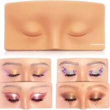 Realistic Silicone Half-Face Makeup Practice Model, Washable Reusable Eye Shadow & Face Art Painting Practice Tool For Cosmetology Learners - Multicolor - View 4