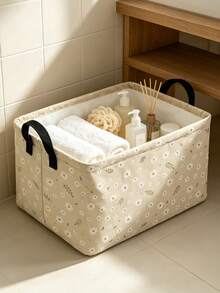 Rectangular Daisy Storage Basket, Collapsible Gift Basket With Handles, Books Box, Room Decor, Can Store Clothes, Cosmetics, Books, And Other Miscellaneous Items, Suitable For Bedroom, Bathroom, Kitchen, Office And More, Christmas Gift, Halloween Gift For Family And Friends - Multicolor - View 7