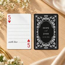 1pc Personalized Custom Name Date Wedding Poker Cards, Vintage Black Floral Back Playing Cards, Wedding Favor Gift For Couples, Party Game Home Decor - Multicolor - View 19