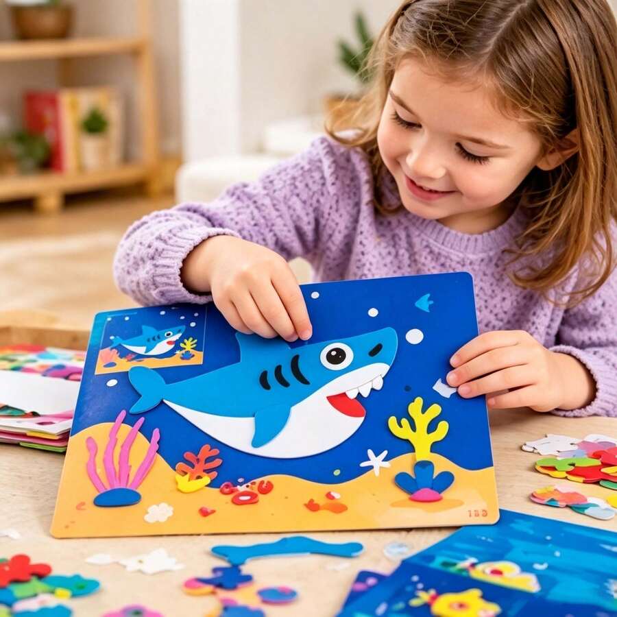 20pcs Kids EVA 3D Sticker Craft Kit, Random Styles, No Glue No Scissors Needed, Cartoon Animal DIY Educational Sticker Toy, Fun Handmade Creation For Toddlers