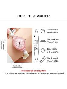 Jam Tangan Hadiah untuk Wanita, Jam Tangan Gelang Hati Kecil yang Lucu dan Segar - Berwarna merah muda - View 4