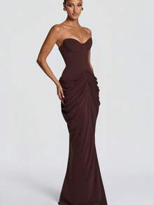 Women Long Dresses - Coffee - View 2