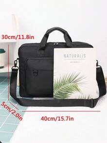 Business Briefcase For Work, Premium Luxury Style, Document Storage, Handheld Canvas Laptop Bag, Commuter Crossbody Bag With Trolley Strap - Multicolor - View 3
