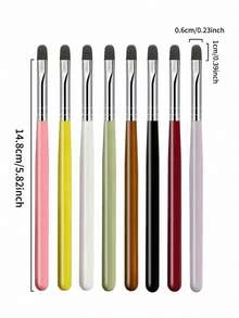 8Pcs Color Handle Round Head Nail Art Brush Set Nylon Bristle Gel Painting Brushes For Gradient Marble Flower Nail Design - Multicolor - View 7