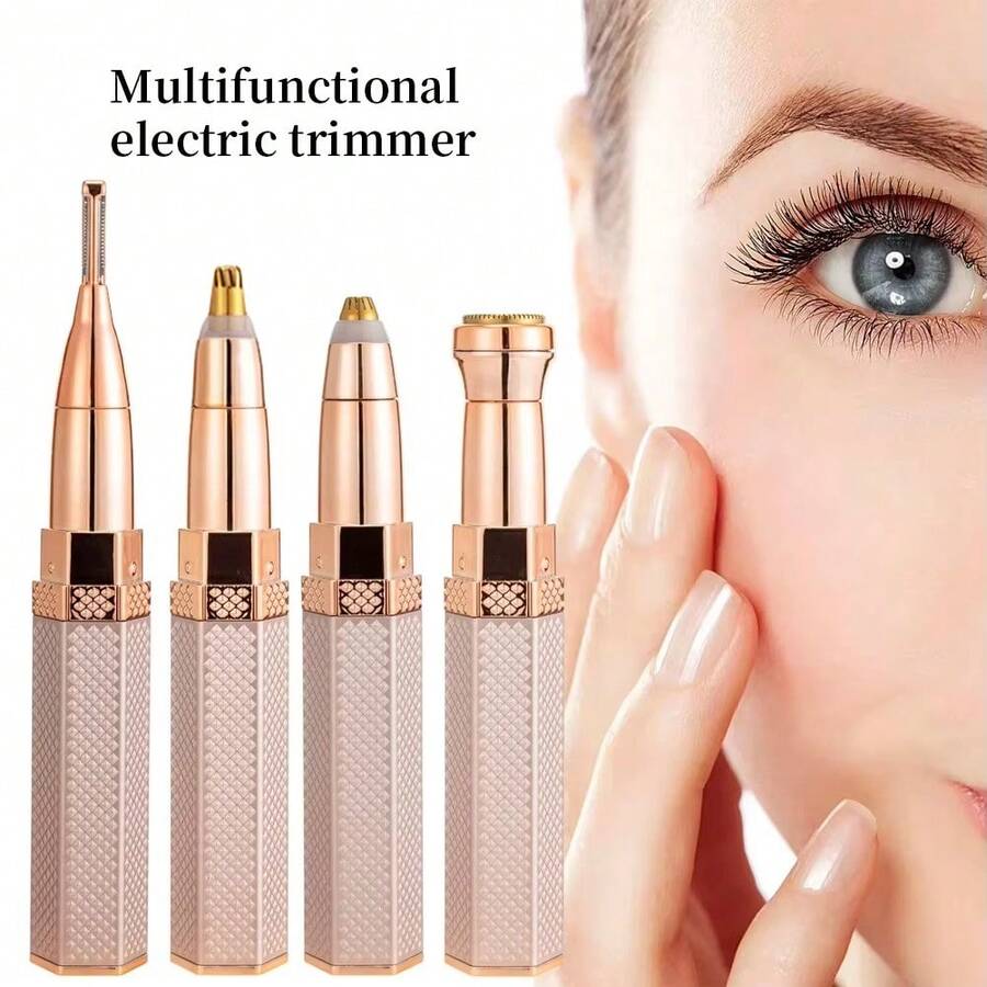 4-In-1 Women's Electric Facial Trimmer, Full Body Hair Remover, Rechargeable, Painless, Eyebrow/Nose/Bikini Hair Trimmer