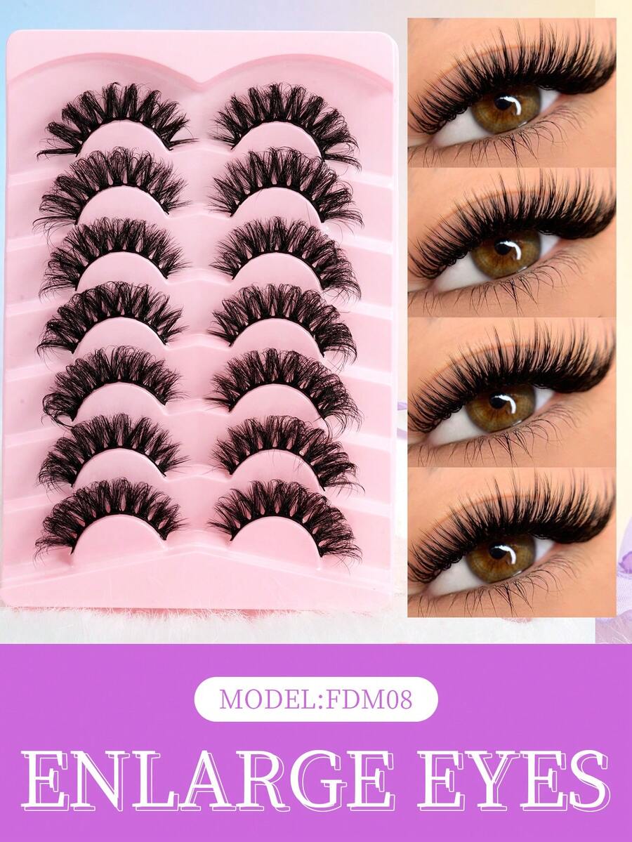 7 Pairs Large Capacity Full Lash Clusters, Fluffy Explosive Hair Flow, Dense Messy Style, Great For Camera Effect - View 1