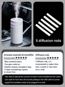 1 Set Black/White Car Humidifier With LED Ambient Light, USB Quiet Aromatherapy Humidifier, Suitable For Essential Oils (5 Fragrance Options), Applicable To Car, Office, Bedroom, Living Room, Study, Plant Room, Car Accessories Decoration, Set Includes 1 Humidifier And 1 Bottle Of Essential Oil, Suitable For All Car Models - A - View 15