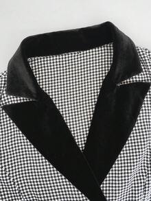 Long Sleeve Fitted Mid-Length Blazer Collar Dress, Elegant White - White - View 7