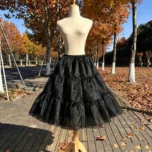Rok Dalam Hitam 80cm, 2/4 Lapisan Tulle Kristal + Lapisan Dalam, Penyangga Rok Balet Lolita Pernikahan Tanpa Tulang yang Lembut - MultiWarna - View 6