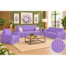 3-Piece Adjustable Elastic Stretch Sofa Cover Set - Lilac Purple - View 1