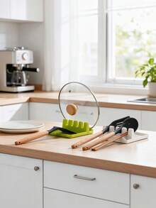 1pc Hard Plastic Utensil Holder With Drip Tray, Suitable For Spoons, Tongs, Spatulas, Kitchen Utensils, Kitchen Accessories, Home Kitchen Supplies, Pot Lid Rack, Spatula Storage Rack, Multi-Functional Foldable Pot Lid Rack, Spoon Rest, Heat-Resistant Pot Lid Rack, Kitchen Accessory Utensil Rack, Also Suitable For Christmas, Christmas Furniture Decor, Autumn Home Decor, Christmas Gifts, Gifts For Women - Multicolor - View 6