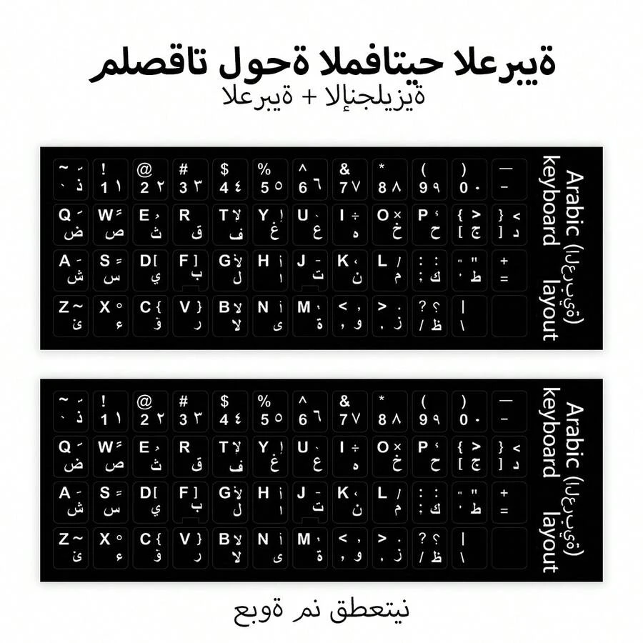 2pcs Arabic Keyboard Stickers, Suitable For Laptop And Desktop Computers - Affordable Keyboard Film, PVC Material, Easy To Apply Numeric Keyboard Labels, Enhance Typing Comfort, Laptop Keyboard Stickers - View 1