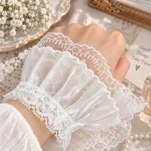2-Inch Pearl Luster Ruffle Lace Trim, Pleated Lace Fabric, Suitable For Sewing, Cuffs, Skirts, Curtains, Aprons, DIY Crafts And Home Decor - Double-layer Lace Trim - View 2