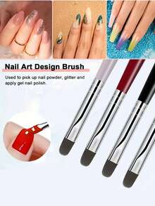 8Pcs Color Handle Round Head Nail Art Brush Set Nylon Bristle Gel Painting Brushes For Gradient Marble Flower Nail Design - Multicolor - View 5
