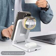 3-In-1 Magnetic Wireless Charging Station, Compatible With IPhone 16/15/14/13/12 Series, MagSafe Fast Charging Stand, Compatible With AirPods 4/3/Pro/Watch, Foldable Travel Charging Dock - Multicolor - View 7