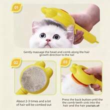 Cat & Dog Self-Cleaning Deshedding Brush, One-Click Hair Removal, Smooth Comb With Massage Head, Ergonomic Handle, Cute Flower Design, Effectively Removes Loose Fur And Undercoat, Pet Grooming Tool - View 2