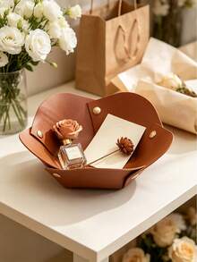 1Pc Multi-Color Solid Leather Trinket Tray, Minimalist Modern Style Flower Shaped Storage Tray, Multi-Purpose Desktop Organizer For Home Bedroom & Vanity Daily Storage,Shower Curtain For Bathroom,Shower Curtains - Multicolor - View 16