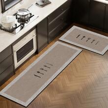 1pc Linen Color Silicone Kitchen Floor Mat, All-Season Anti-Fatigue Soft Comfortable Non-Slip Anti-Fall Absorbent Quick-Dry Easy To Clean Wear-Resistant Stain-Resistant, Room Decor Suitable For Kitchen, Dining Room, Entryway, Laundry Room, Hallway, Bathroom, Study And Other Locations - Multicolor - View 2