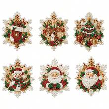 Set Dekorasi Natal Diamond Painting, Liontin Mosaik Rhinestone Bulat, Ornamen Pohon Natal Sinterklas Boneka Salju Rusa Kutub, Dekorasi Gantung Pohon Natal Rumah untuk Hari Raya - A - View 10