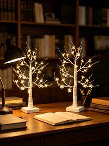 1PC/2pcs Sakura Birch Tree LED Light 60CM 24 Lights Battery & USB Dual Power Desktop Tree Lamp For Birthday Gift, Proposal Scene Decoration, Atmosphere Lighting - Warm White - View 4