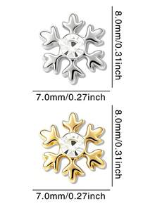 20pcs Gold & Silver Winter Alloy Rhinestone Snowflake Nail Art Decor, Christmas 3D Glitter Nail Stickers, Minimalist Versatile Multi-Function DIY Decoration Accessories, False Nails Manicure Supplies - Multicolor - View 7