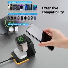 Stasiun Pengisian Daya 3-in-1 yang Kompatibel dengan Pengisi Daya MagSafe, Dudukan Pengisi Daya Nirkabel yang Kompatibel dengan Seri 17/16/15/14/13/12, Stasiun Pengisian Daya Nirkabel yang Kompatibel dengan , Dudukan Pengisi Daya Nirkabel yang Kompatibel dengan Seri - Putih - View 6