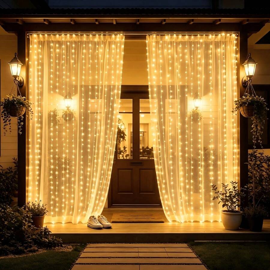Solar Waterfall Curtain Fairy Lights, Gentle Twinkling LED Hanging Ropes, Auto Night On, Waterproof Solar Lights, Perfect For Window Display, Home Aesthetic, Party & Xmas Decor