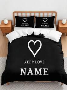 1 Customized Home Bed Set (No Core), Personalized Soft And Breathable Bedding, Can Print Name/Text, Suitable For Bedroom Home Decoration Gifts, Versatile Throughout The Four Seasons, Suitable For Weddings, Gift Giving, Christmas - Multi-color 2 - View 5