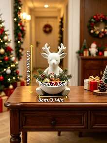 1pc Christmas Reindeer Jewelry Tray, Mini Desktop Ring And Earring Storage Box, Cute Christmas Desktop Decor, Suitable For Entryway, Can Store Candy, Holiday Party Gift, Holiday Home Christmas Decoration - Multicolor - View 6