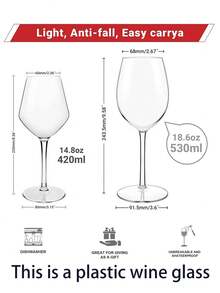 2/4/6pcs Unbreakable Transparent Wine Glasses, Tritan Plastic Material, Dishwasher Glassware, Suitable For Camping And Parties - View 5