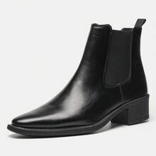Men's Chelsea Boots Thick Sole Pointed Toe Elegant Vintage Style - Black - View 11
