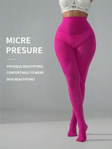 Women's Rose Red Plus Size Silky Soft Fashionable Anti-Snag Pantyhose, Suitable For Holiday And Party Outfits - Hot Pink - View 3